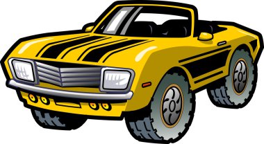 Yellow Convertible Muscle Car clipart