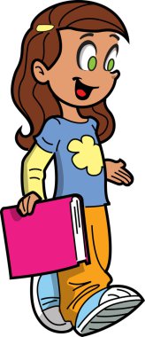 Bir kitap taşıyan kız öğrenci