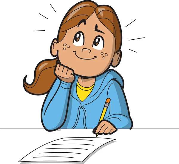 Schoolgirl Taking Test — Stock Vector