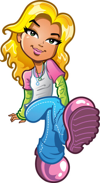 Pretty Sitting Blonde Girl