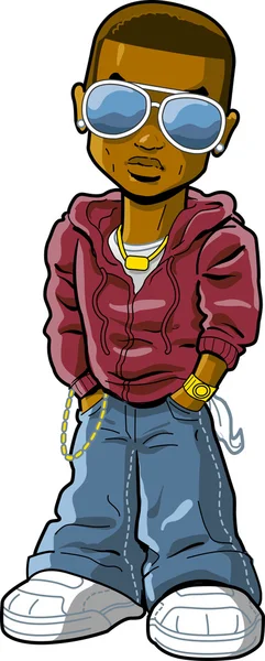 Afro-Amerikaanse zwarte hip hop rapper — Stockvector