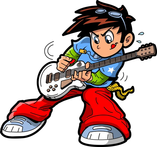 动漫漫画吉他手 — 图库矢量图片