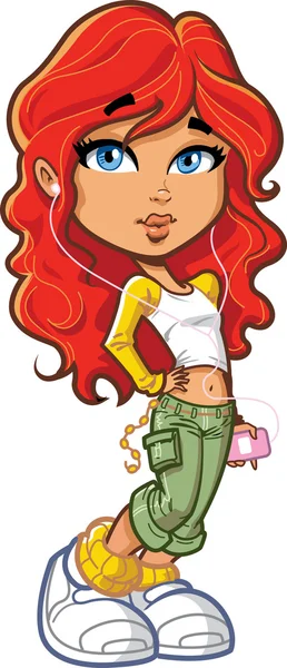 Pretty young redhead woman — Stock Vector