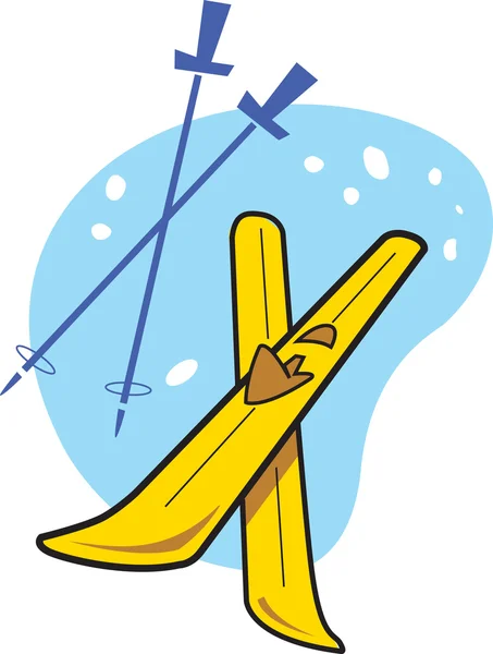 Paar ski's en stokken — Stockvector
