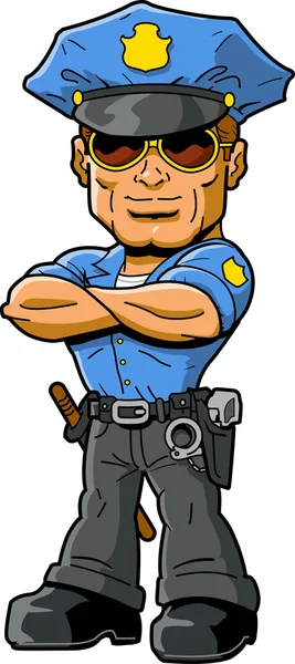 Duro policía macho confiado — Vector de stock