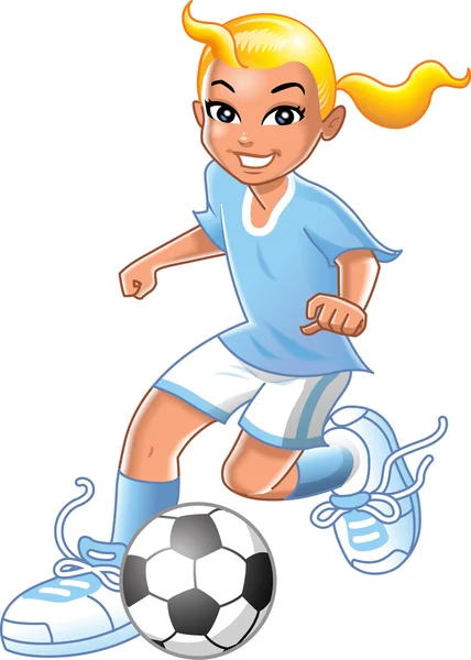 Fille jouant au football ou au football — Image vectorielle