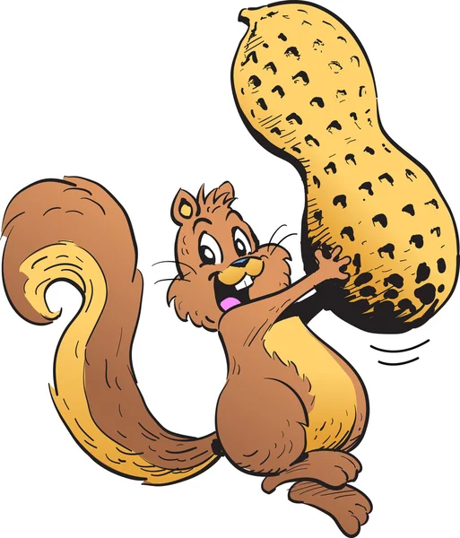 Gelukkig eekhoorn met pinda — Stockvector