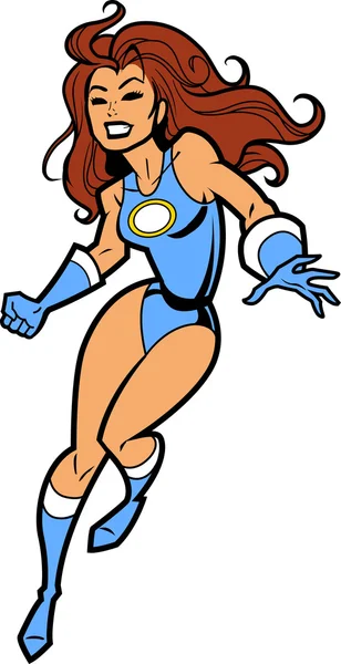 Sexy Femme Brunette Superhero — Image vectorielle