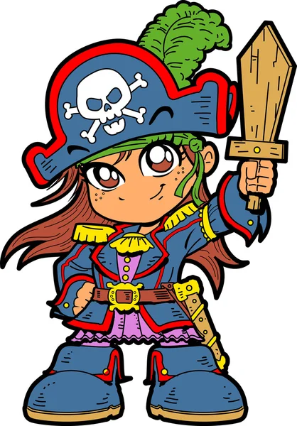 Fille mignonne pirate — Image vectorielle