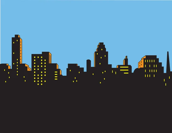 Retro Classic City Skyline — Stock Vector