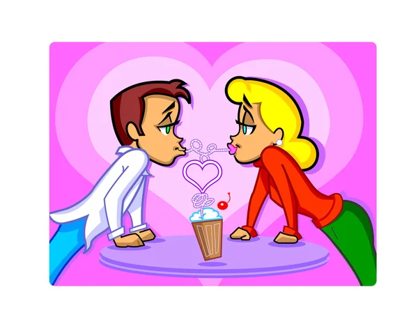 若いカップルの漫画 — ストックベクタ