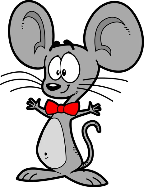 Ratón de dibujos animados con Bowtie — Vector de stock