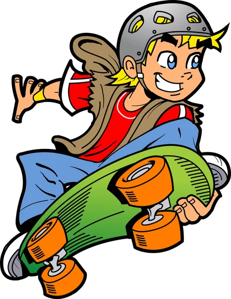 Ragazzo che fa skateboard salto — Vettoriale Stock