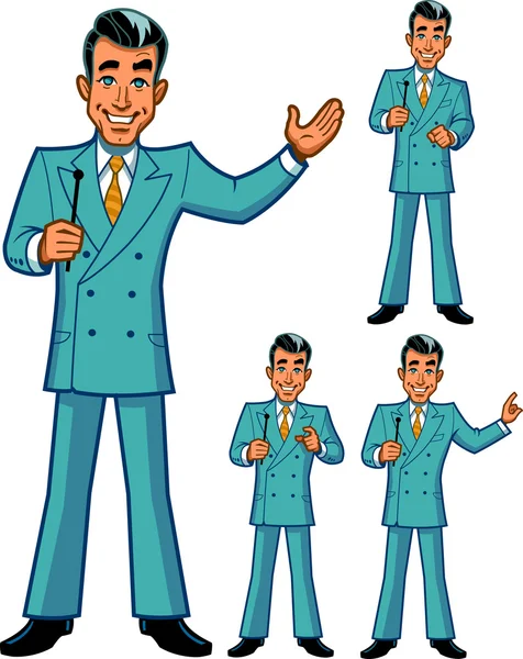 Game Show Host Poses — Stock Vector