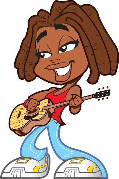 Mulher negra tocando guitarra Ilustração De Bancos De Imagens