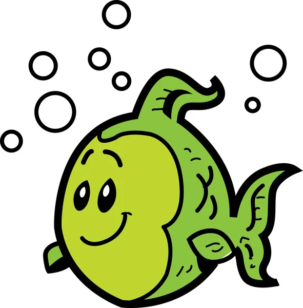 Happy Green Fish Stok Ilustrasi Bebas Royalti