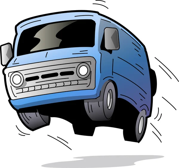 Blue Van rimbalzare sulla strada — Vettoriale Stock