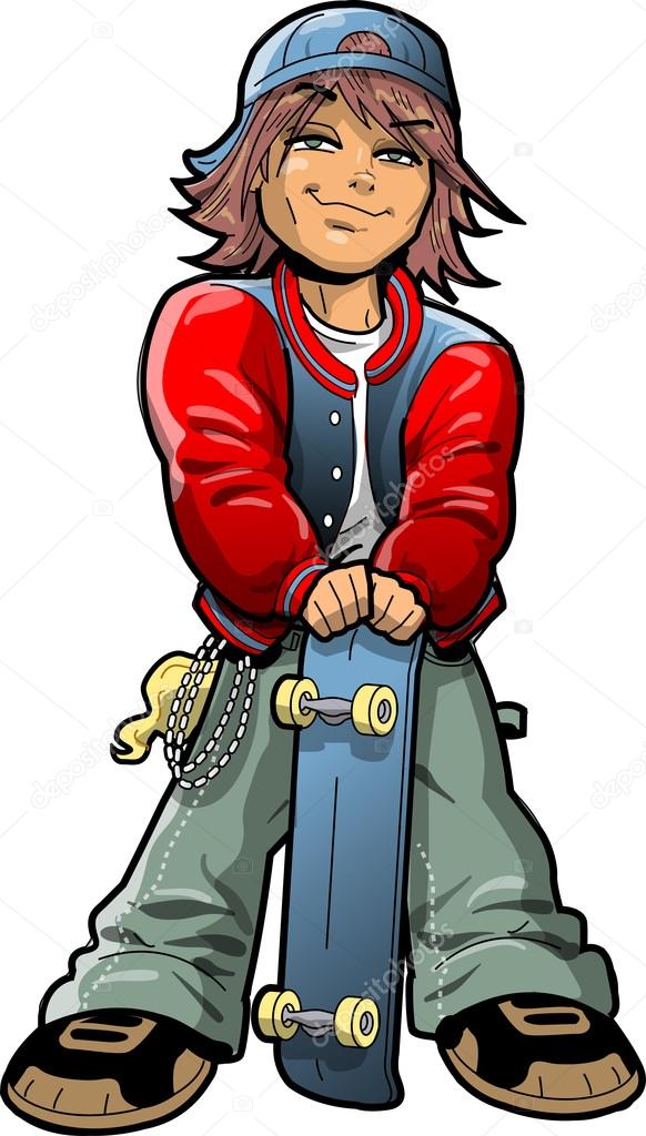Chico fresco con monopatín Vector de stock #90095218 de ©KennyK