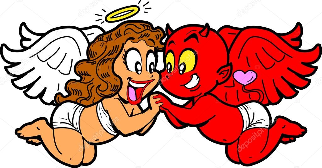 Engel und Teufel in Liebe lizenzfreie Grafiken © KennyK