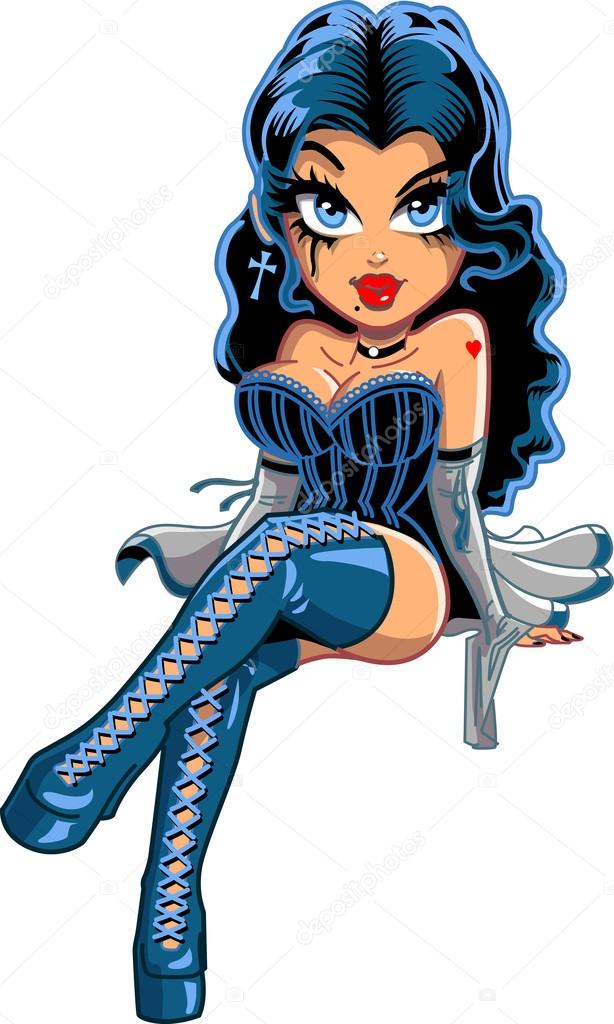 Sexy Goth Girl With High Boots — Stock Vector © Kennyk 90095846