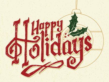 Hand Drawn Happy Holidays All Type Christmas Vector Graphic Illustration