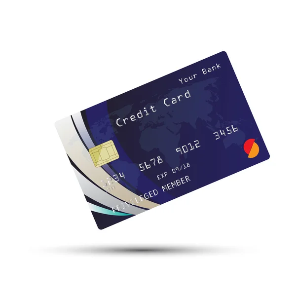 Beyaz arka plan üzerinde vektör illüstrasyon izole detaylı kredi kartı 
