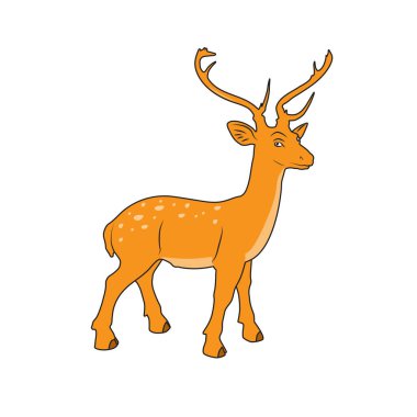 Beyaz arkaplanda geyik karikatürünün vektör çizimi
