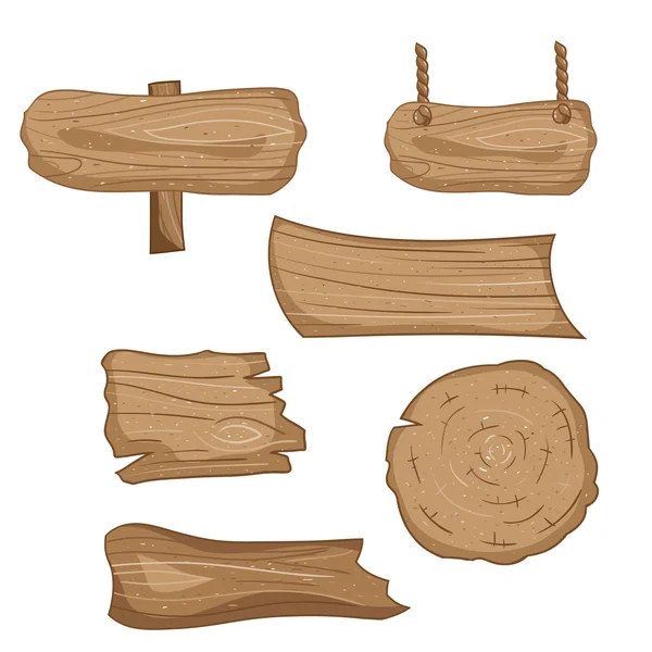 Ahşap işaretler ayarla, karikatür vektör