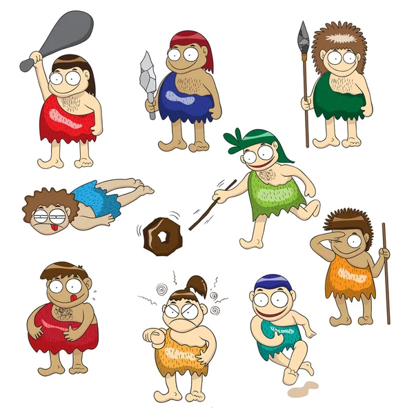 Taş Devri insanları karikatür vektör
