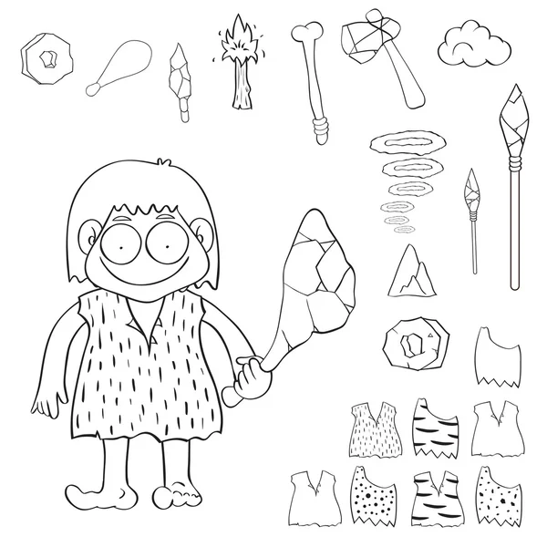 Taş Devri insanları karikatür vektör, 