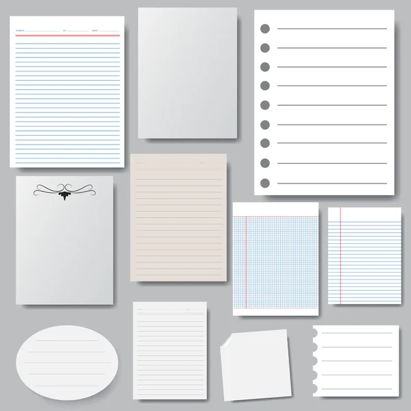 Farklı kağıt, vektör çizim seti