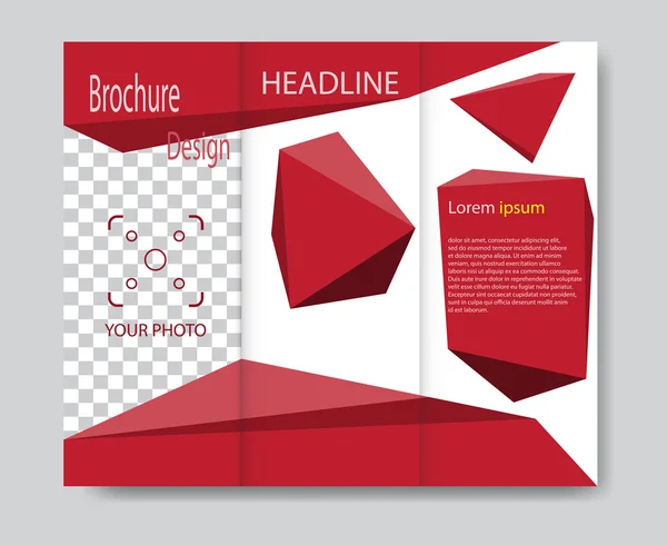  Vektör broşür şablonu tasarımı kırmızı elemanları ile. EPS 10