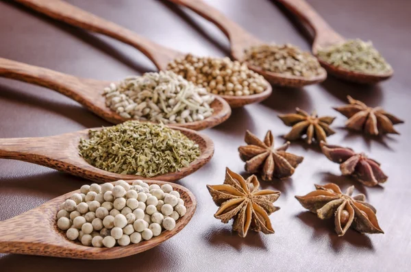 Spoons of spices — Stock Photo, Image