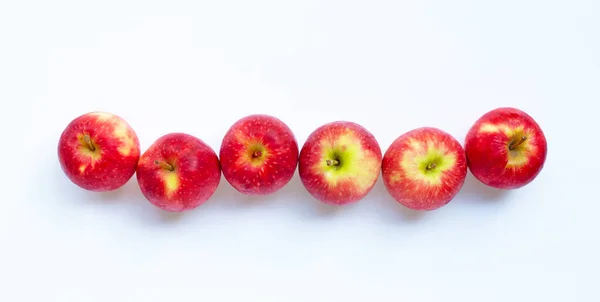 Manzanas Frescas Sobre Fondo Blanco Vista Superior — Foto de Stock