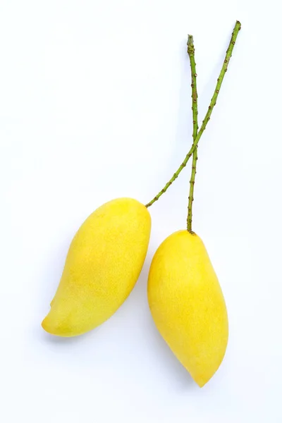 Tropisk Frukt Mango Vit Bakgrund Ovanifrån — Stockfoto