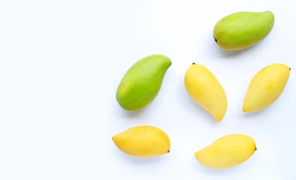 Ovanifrån Mango Vit Bakgrund Kopiera Utrymme — Stockfoto