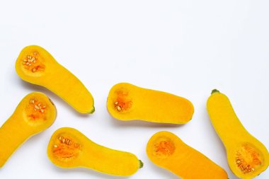 Mavi arka planda kabak ezmesi. Boşluğu kopyala