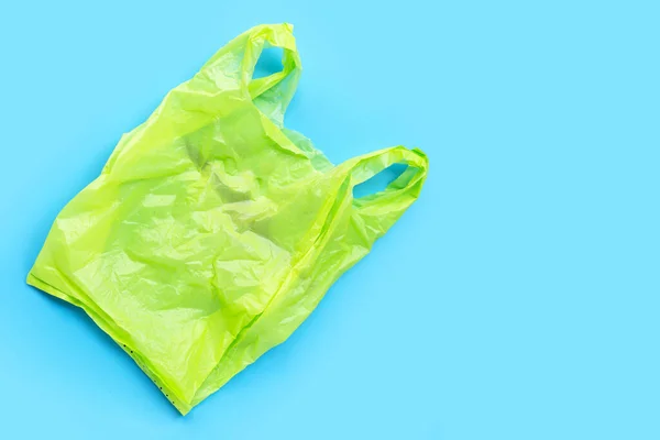 Colorful Plastic Bags Blue Background Copy Space — Stock Photo, Image