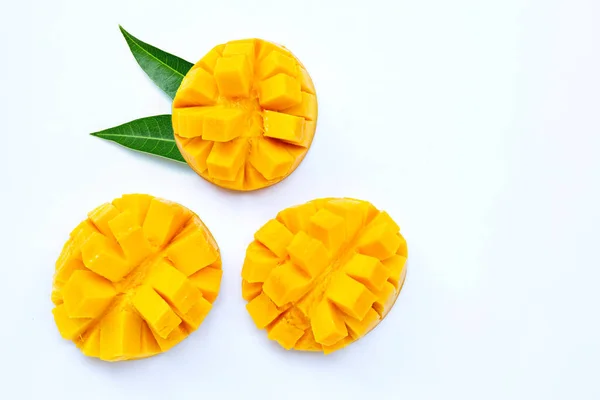 Tropical Fruit Mango White Background Top View — Stock Photo, Image