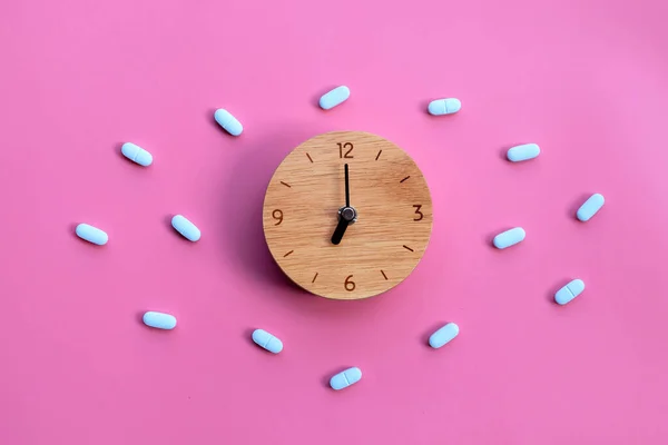 Clock Prep Pre Exposure Prophylaxis Used Prevent Hiv Pink Background — Stock Photo, Image