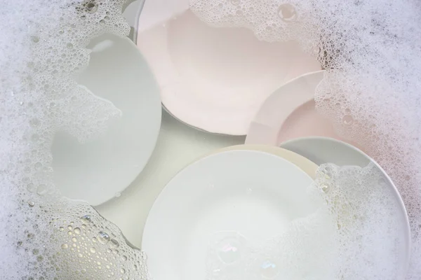 Мытье Посуды Закрытие Посуды Замачивание Кухонной Раковине — стоковое фото
