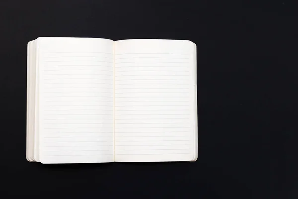 Open Notebook Dark Background Top View — Stock Photo, Image