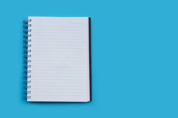 Open Notebook Blue Background Top View — Stock Photo, Image