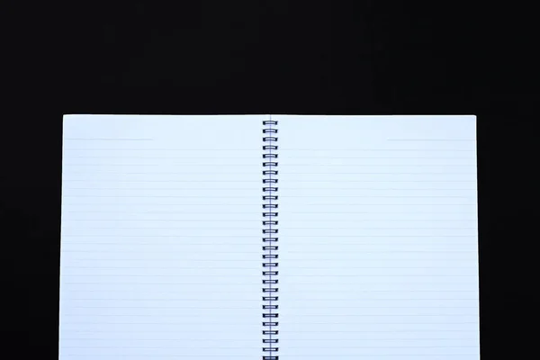 Open Notebook Dark Background Top View — Stock Photo, Image