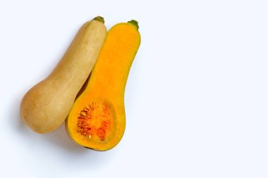 Beyaz arka planda kabak ezmesi.