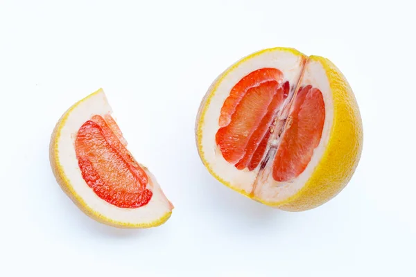 Vysoký Vitamin Šťavnatý Grapefruit Bílém Pozadí — Stock fotografie