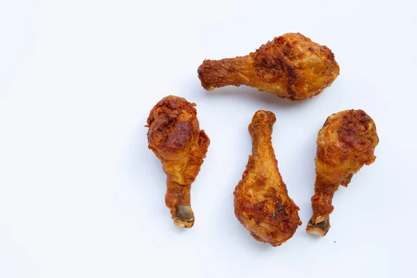 Pollo Frito Sobre Fondo Blanco Copiar Espacio — Foto de Stock