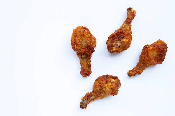 Pollo Frito Sobre Fondo Blanco Copiar Espacio — Foto de Stock