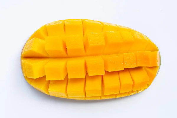 Mangoscheiben Isoliert Auf Weißem Hintergrund Konzept Der Tropischen Süßen Früchte — Stockfoto