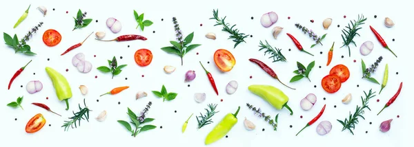 Ingredientes Cocina Varias Verduras Frescas Hierbas Sobre Fondo Blanco Concepto Fotos De Stock